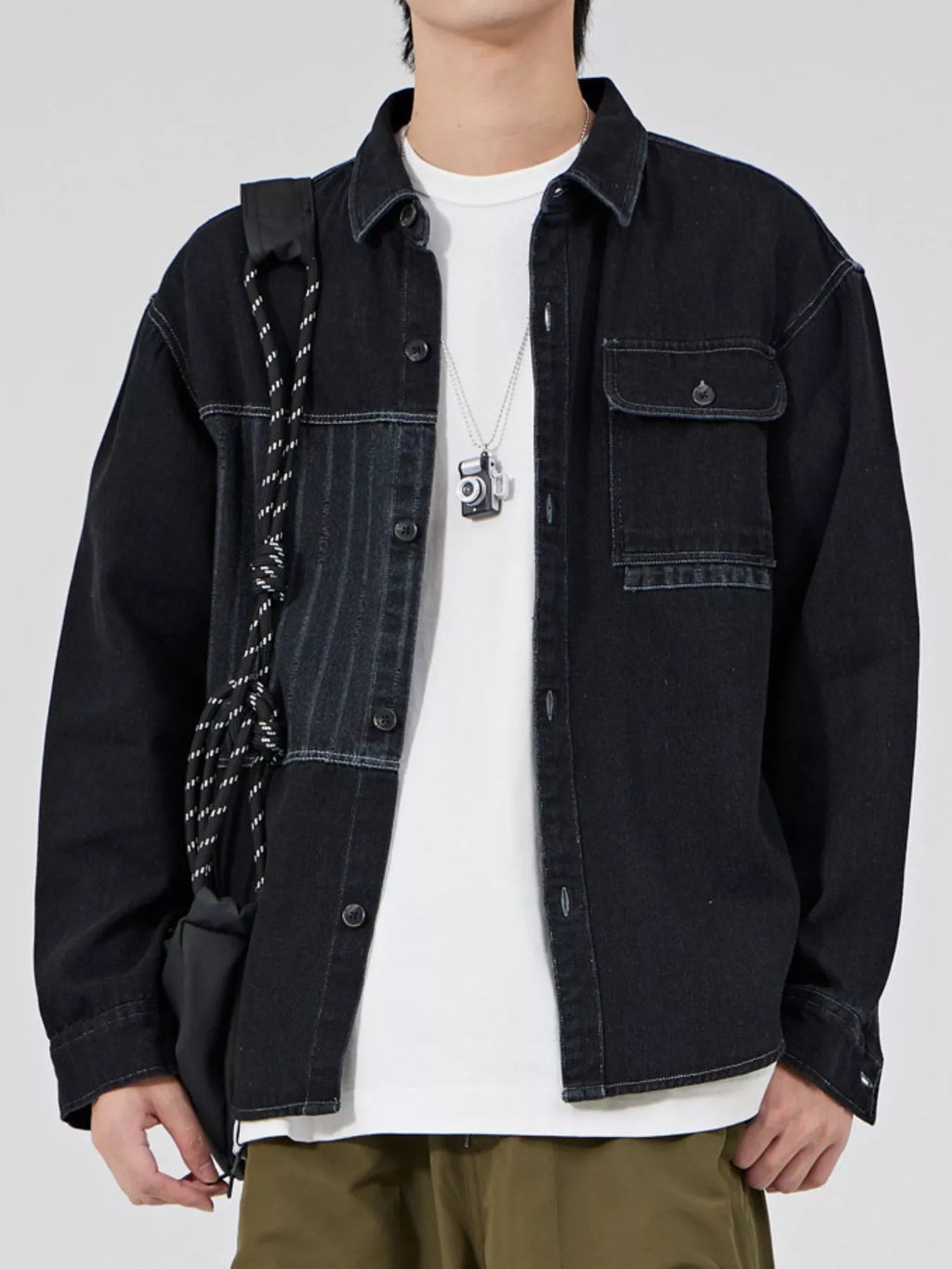 Men's Plus Size Button Up Casual Denim Shirt