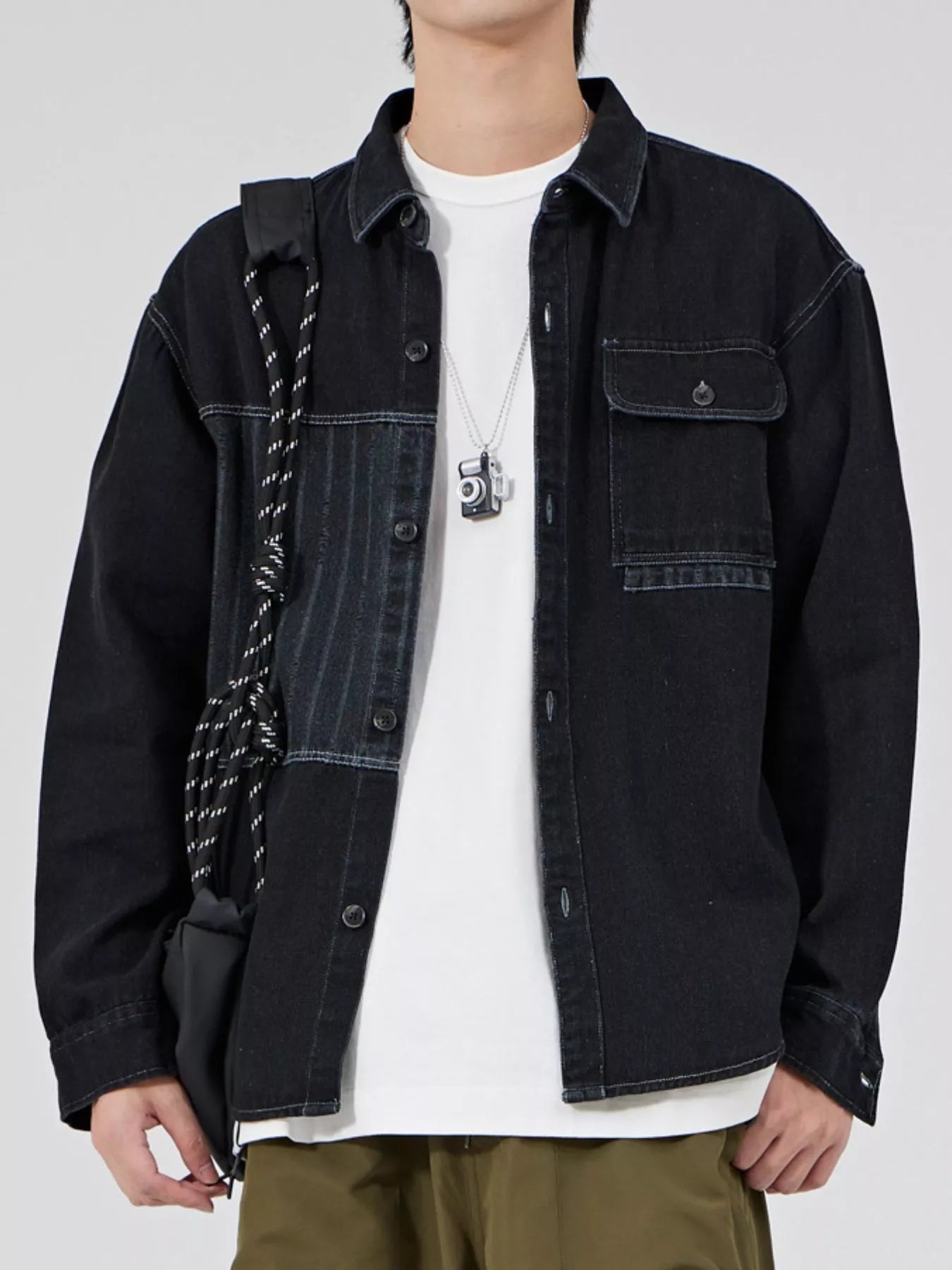 Men's Plus Size Button Up Casual Denim Shirt