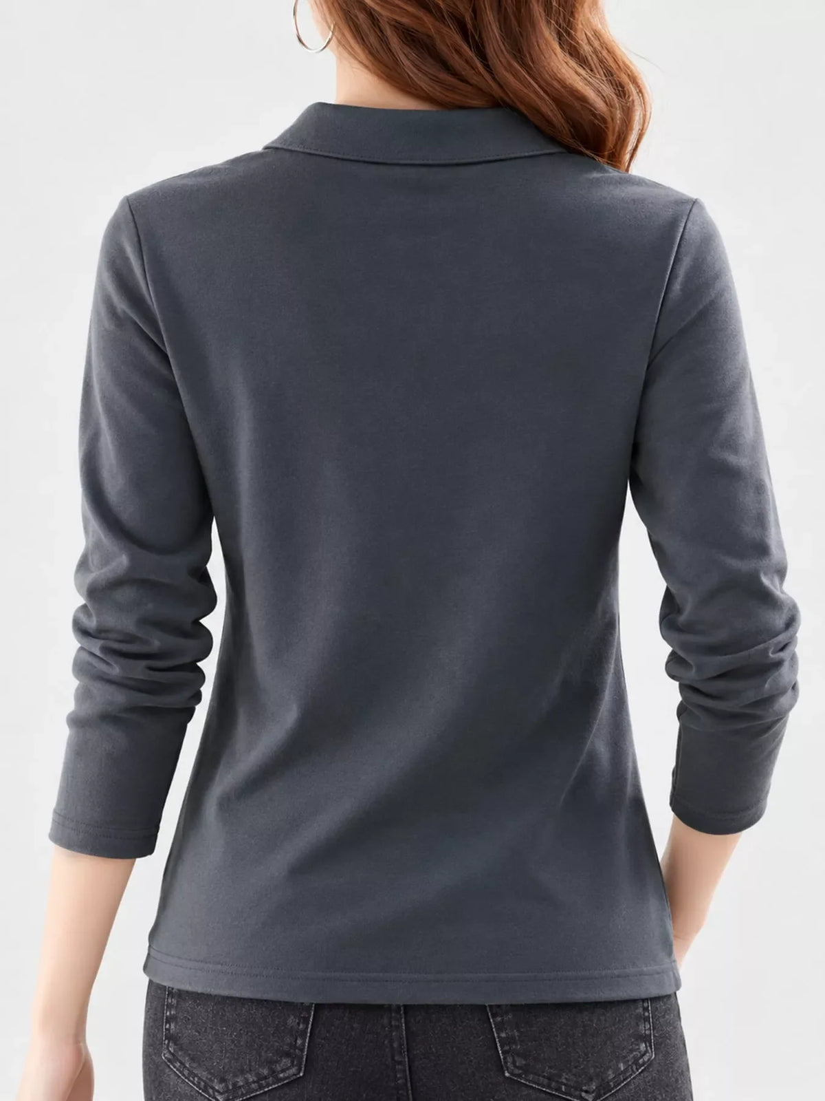 Full Size Button-Down Long Sleeve Shirt Plus Size