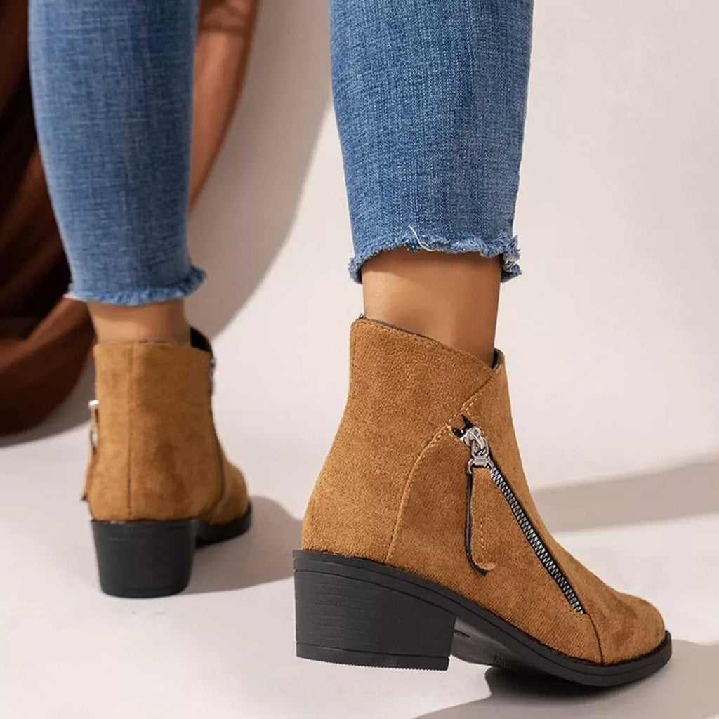 Point Toe Block Heels Boots