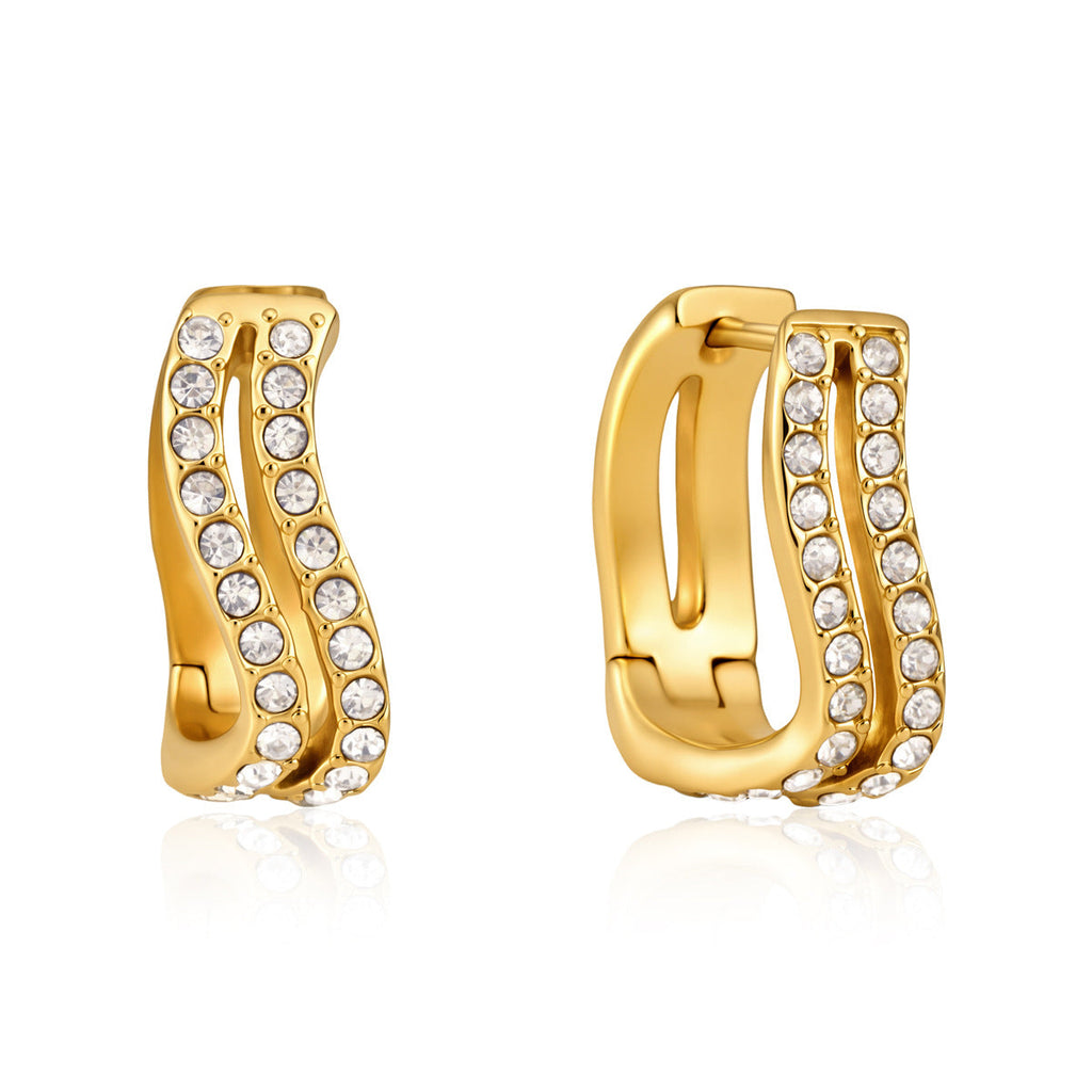Double Row Zircon Hoop Earrings