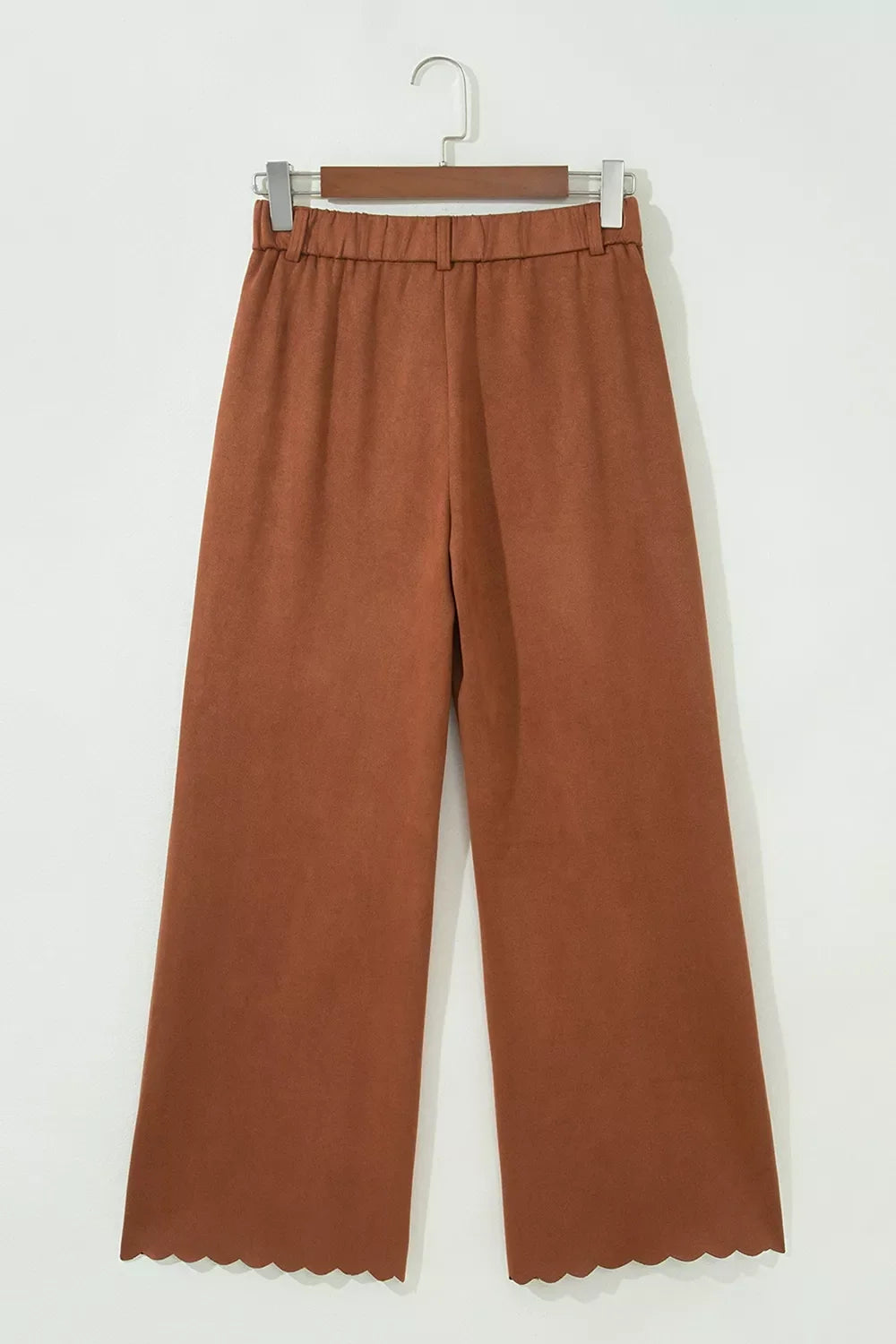 Scalloped Edge Pocket Full-Length Pants