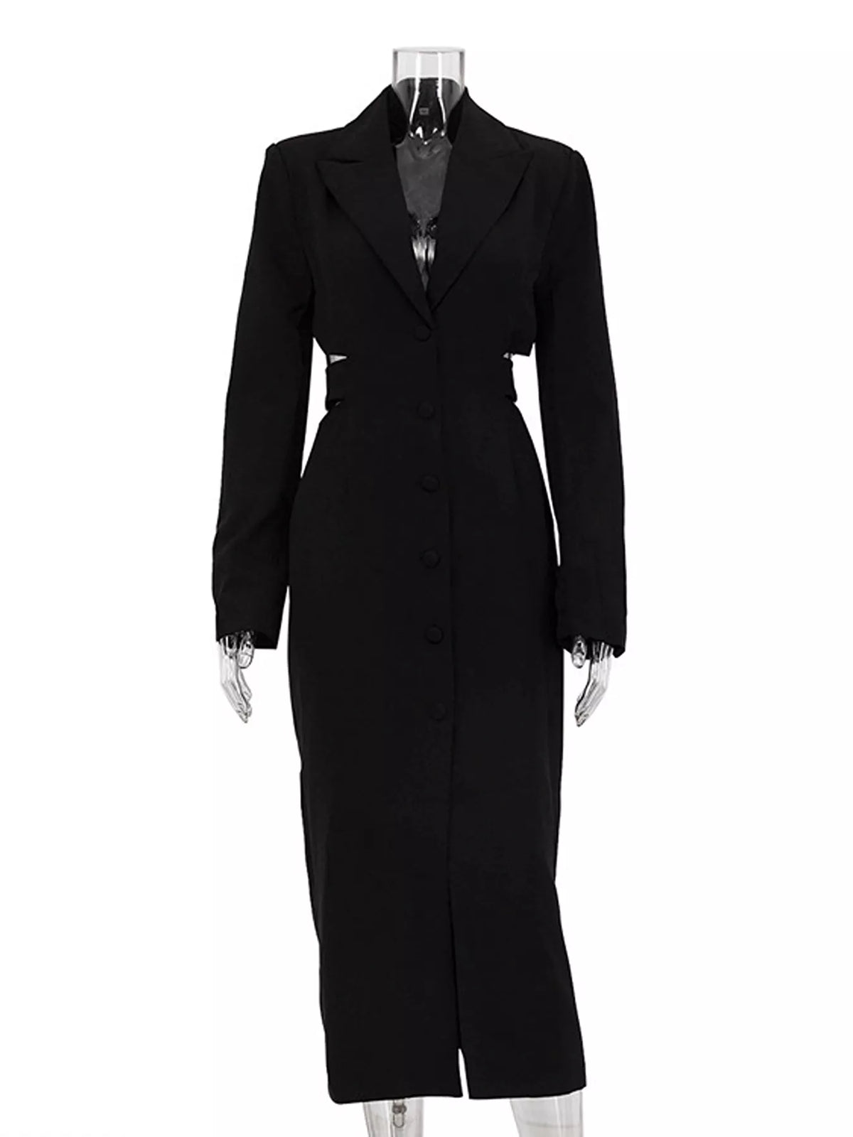 Button-Down Blazer Dress with Cut-out Waist