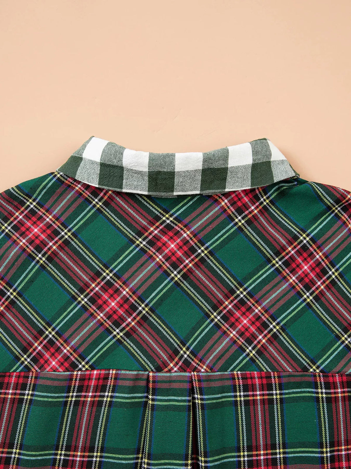 Plus Size Plaid Long Sleeve Shift Shirt