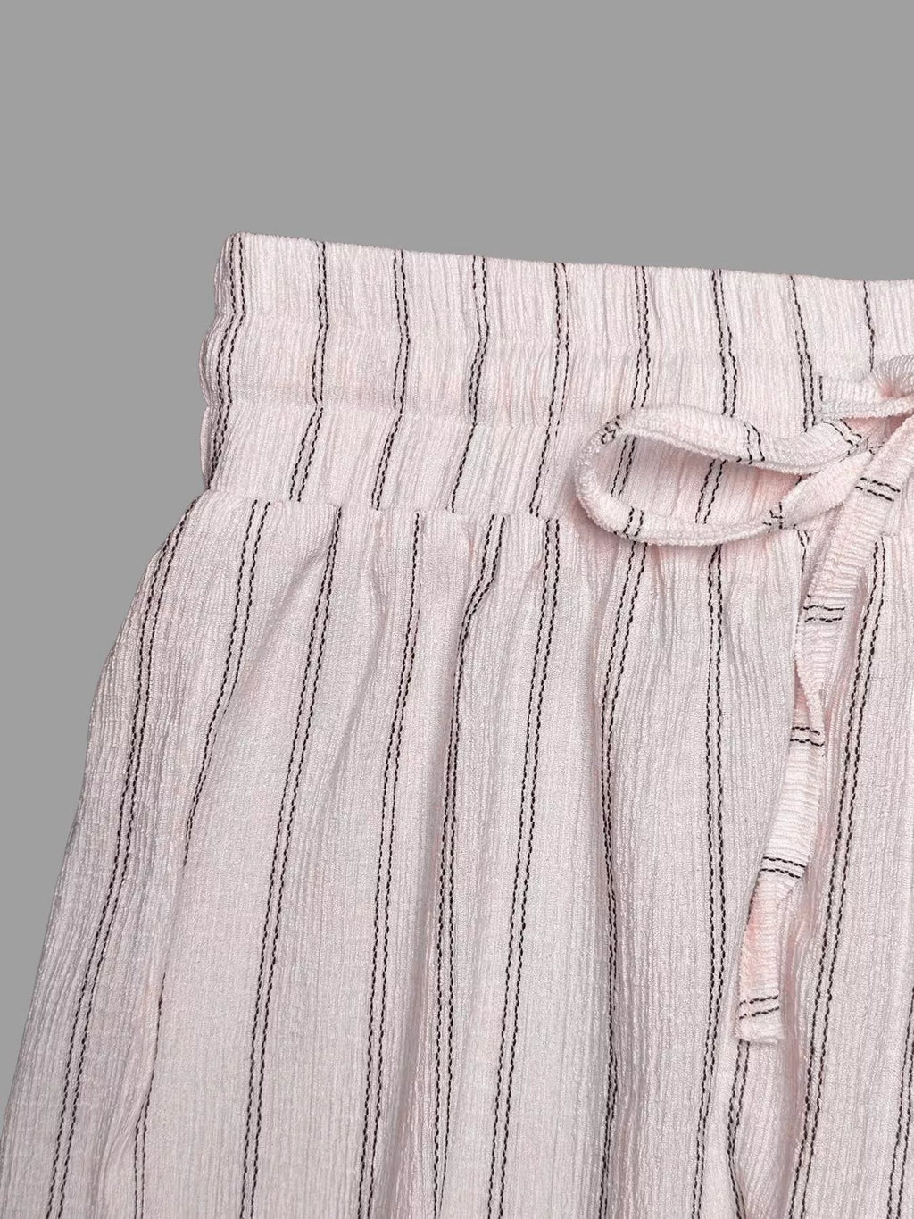 Striped Wide-Leg Drawstring Pants