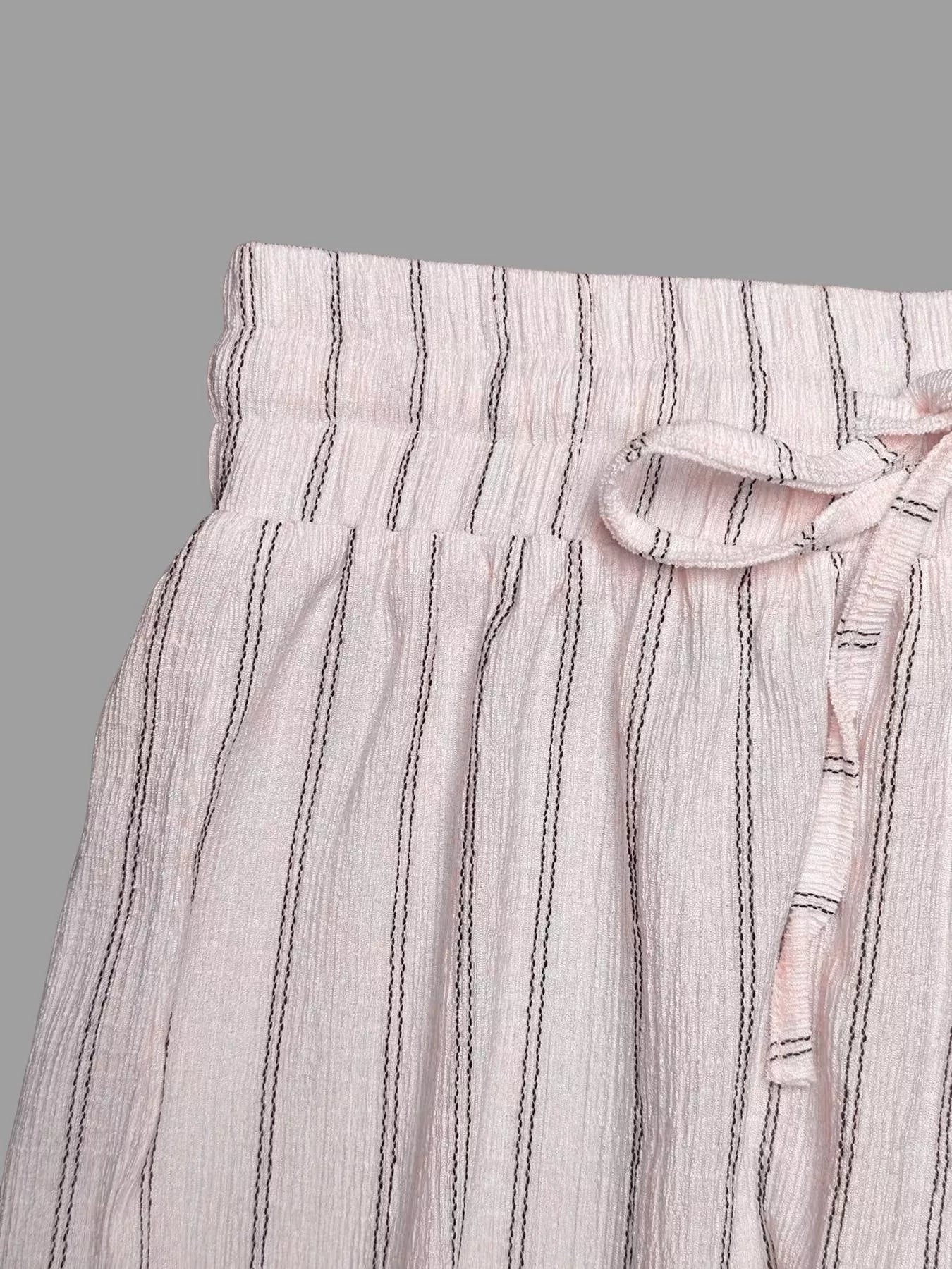Striped Wide-Leg Drawstring Pants