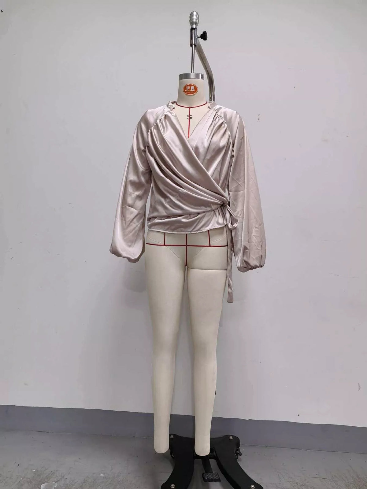 Satin Balloon Sleeve Blouse
