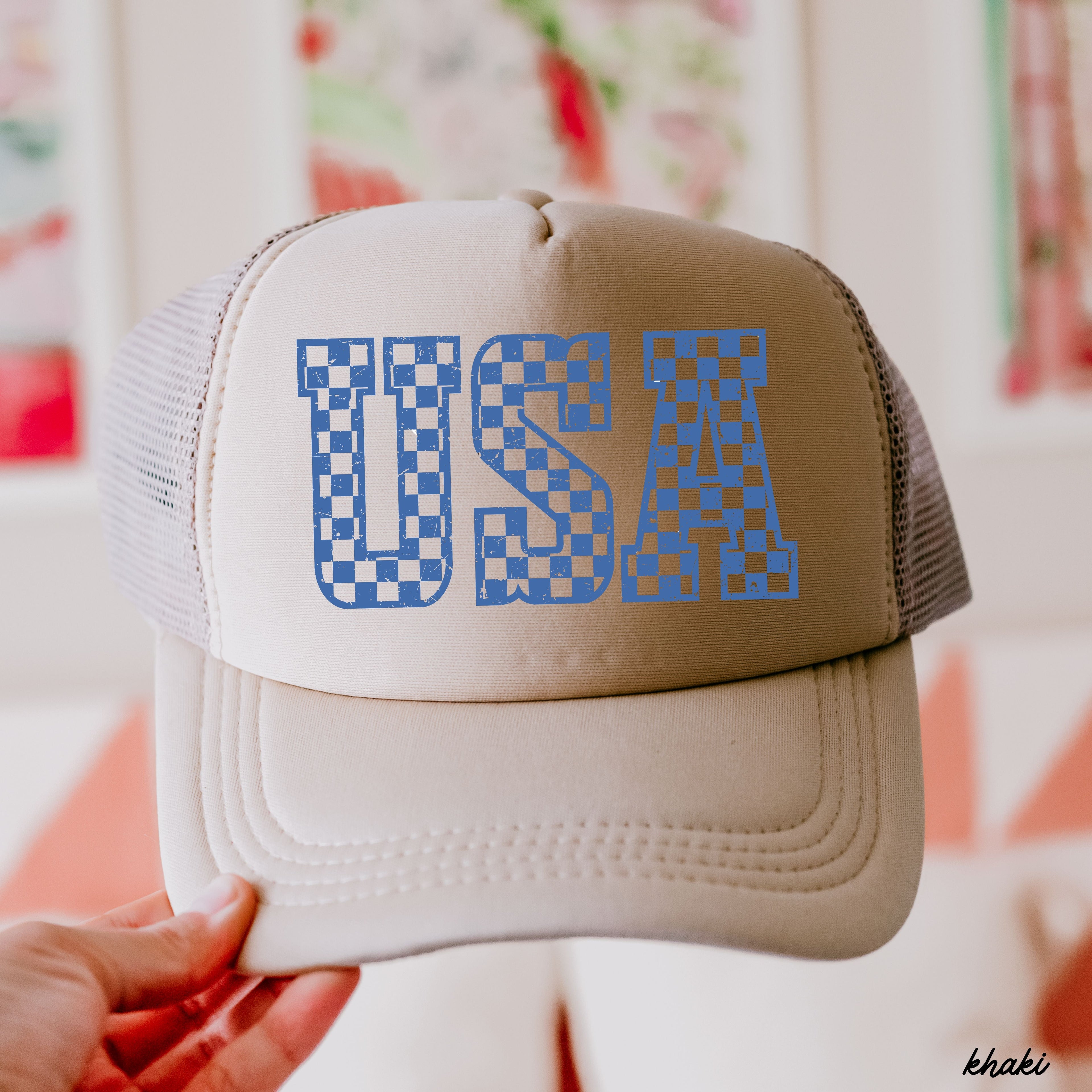 Checkered USA Trucker Hat *9 COLORS