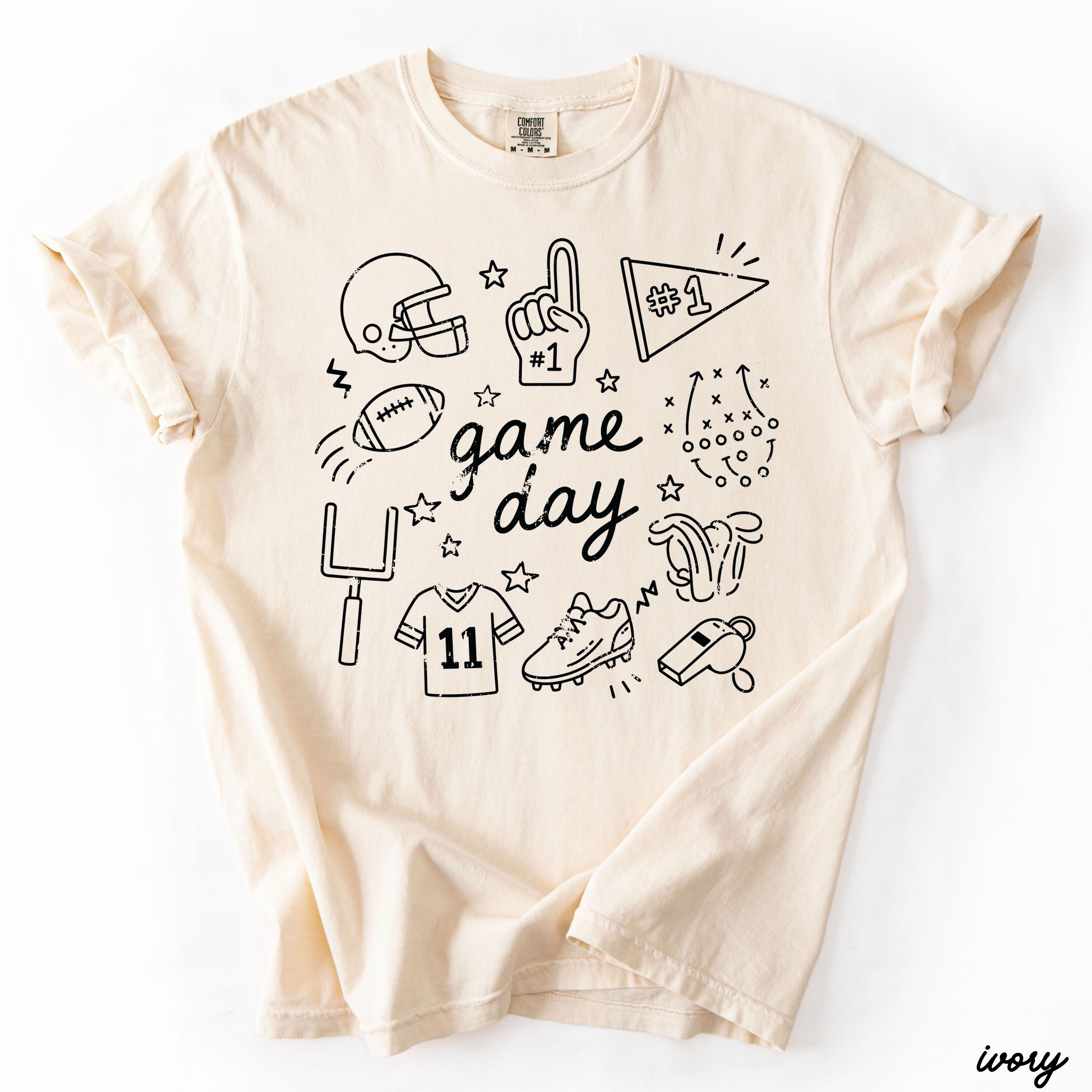 Football Game Day Doodle Tee *16 Colors (S-3X)