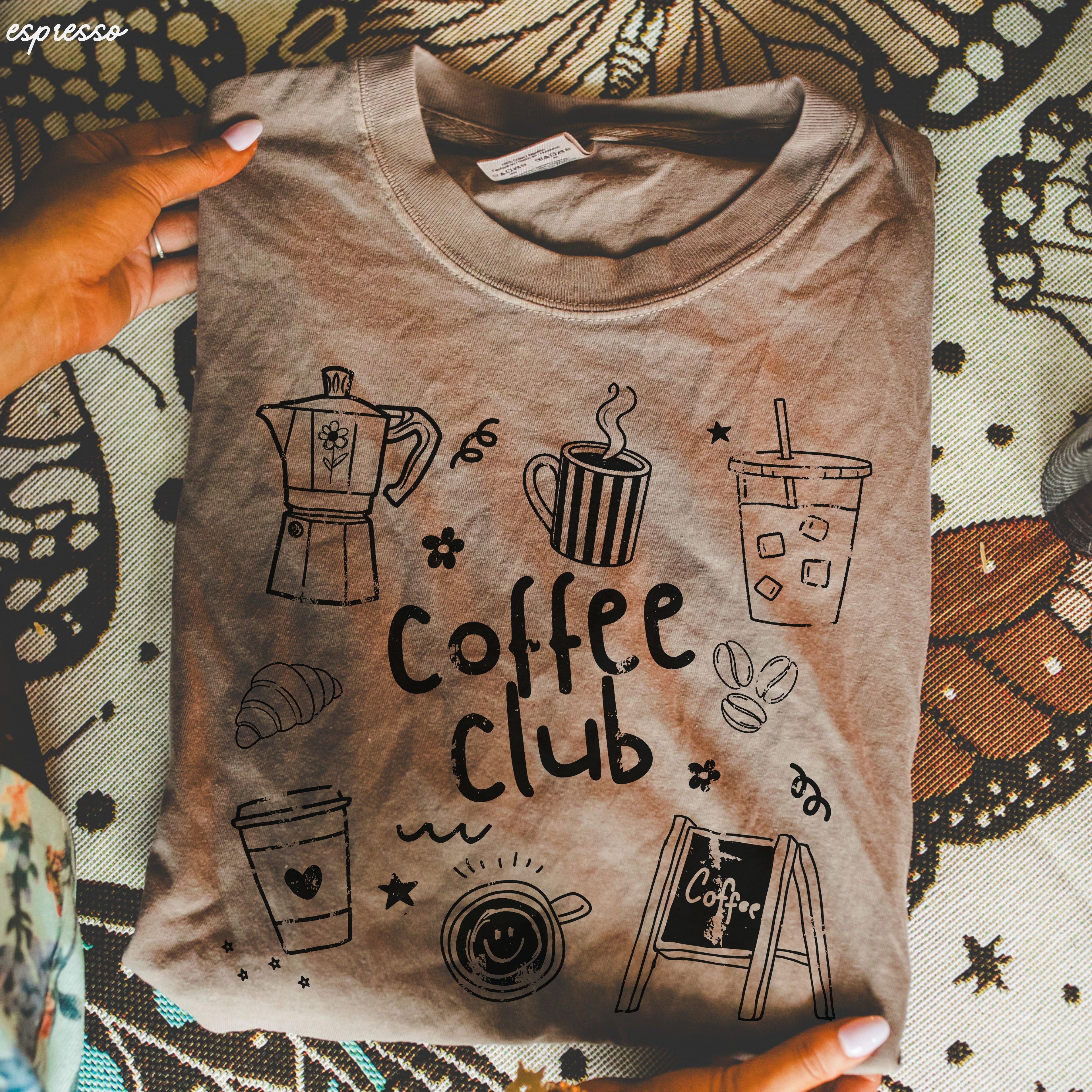 Coffee Club Doodle Tee *16 Colors (S-3X) SC