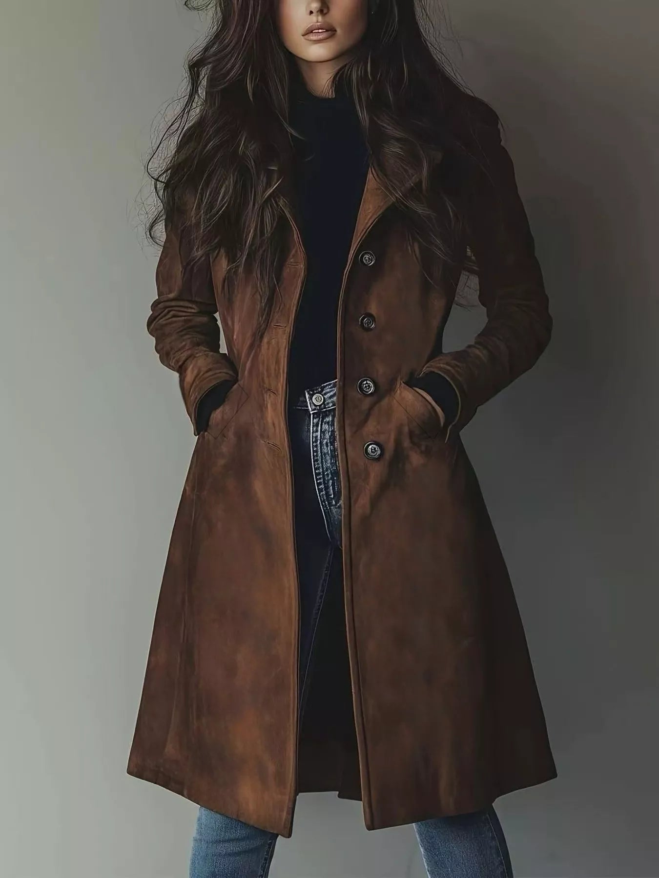 Button Up Longline Trench Coat