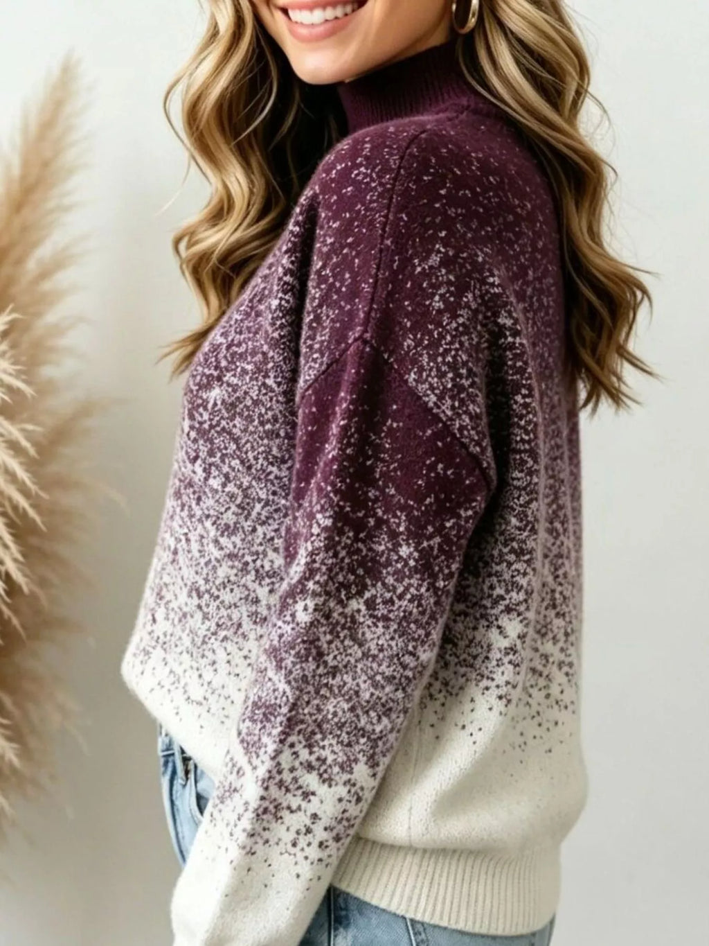Gradient Turtleneck Long Sleeve Sweater