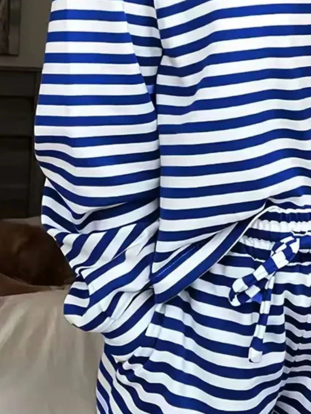 Striped Dropped Shoulder Top and Pants Set