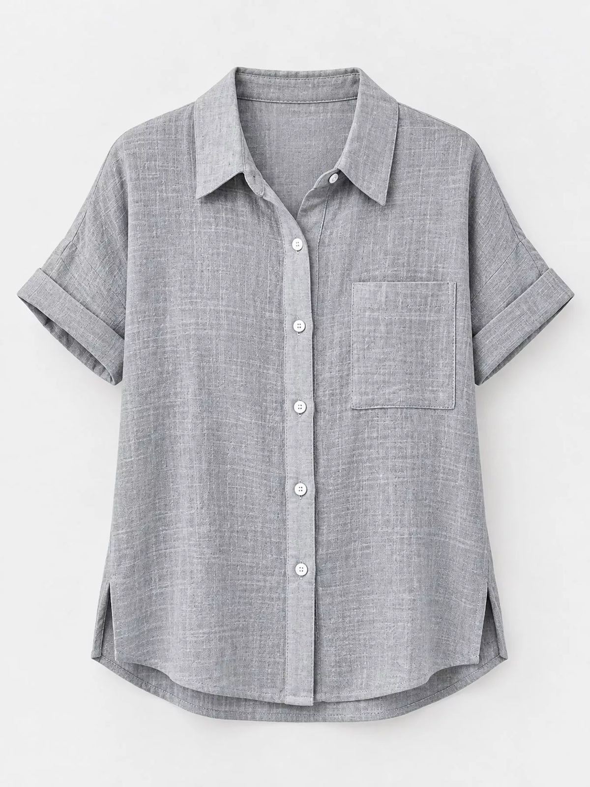 Full Size Button Up Short Sleeve Shirt Plus Size