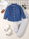 Children's Denim Shirt and Drawstring Joggers Set