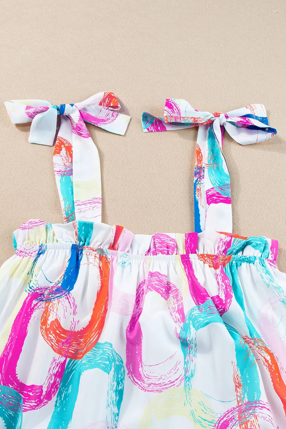 Tied Printed Sleeveless Mini Dress