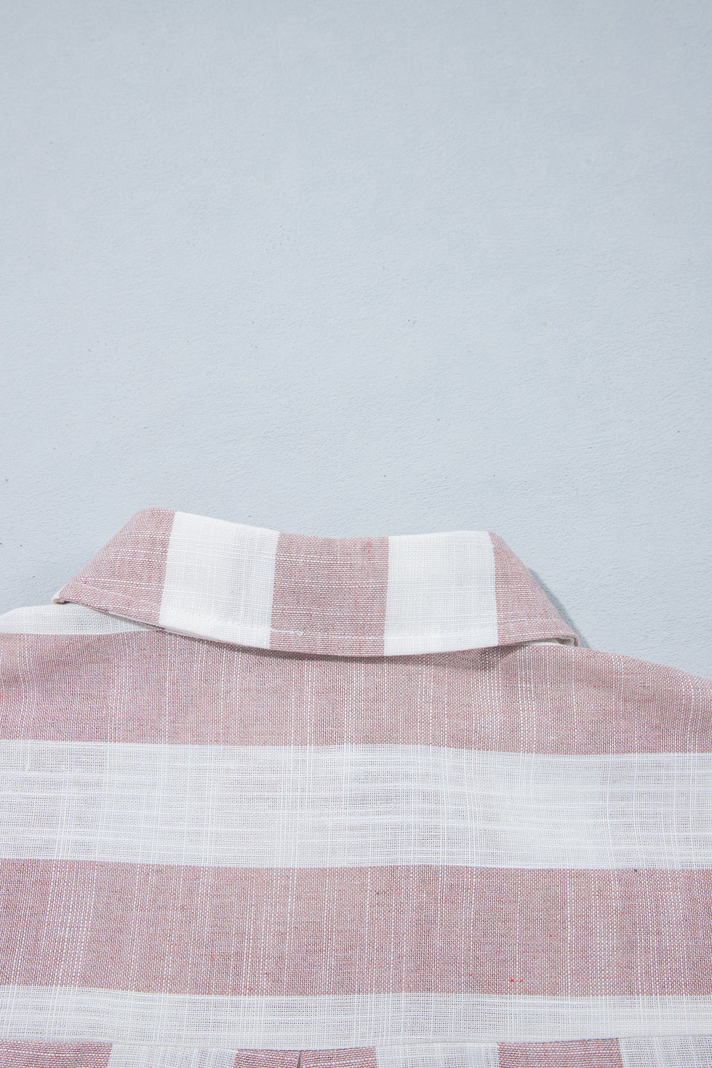 Khaki Stripe Striped Button-Up Three-Quarter Sleeve Short Shift Dress