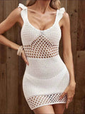 Ruffled Openwork Sleeveless Cover-Up Mini Dress