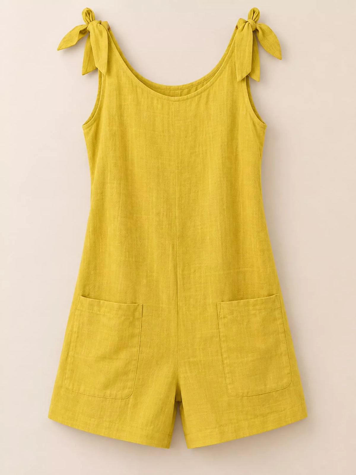 Full Size Tie-Shoulder Romper with Pockets Plus Size