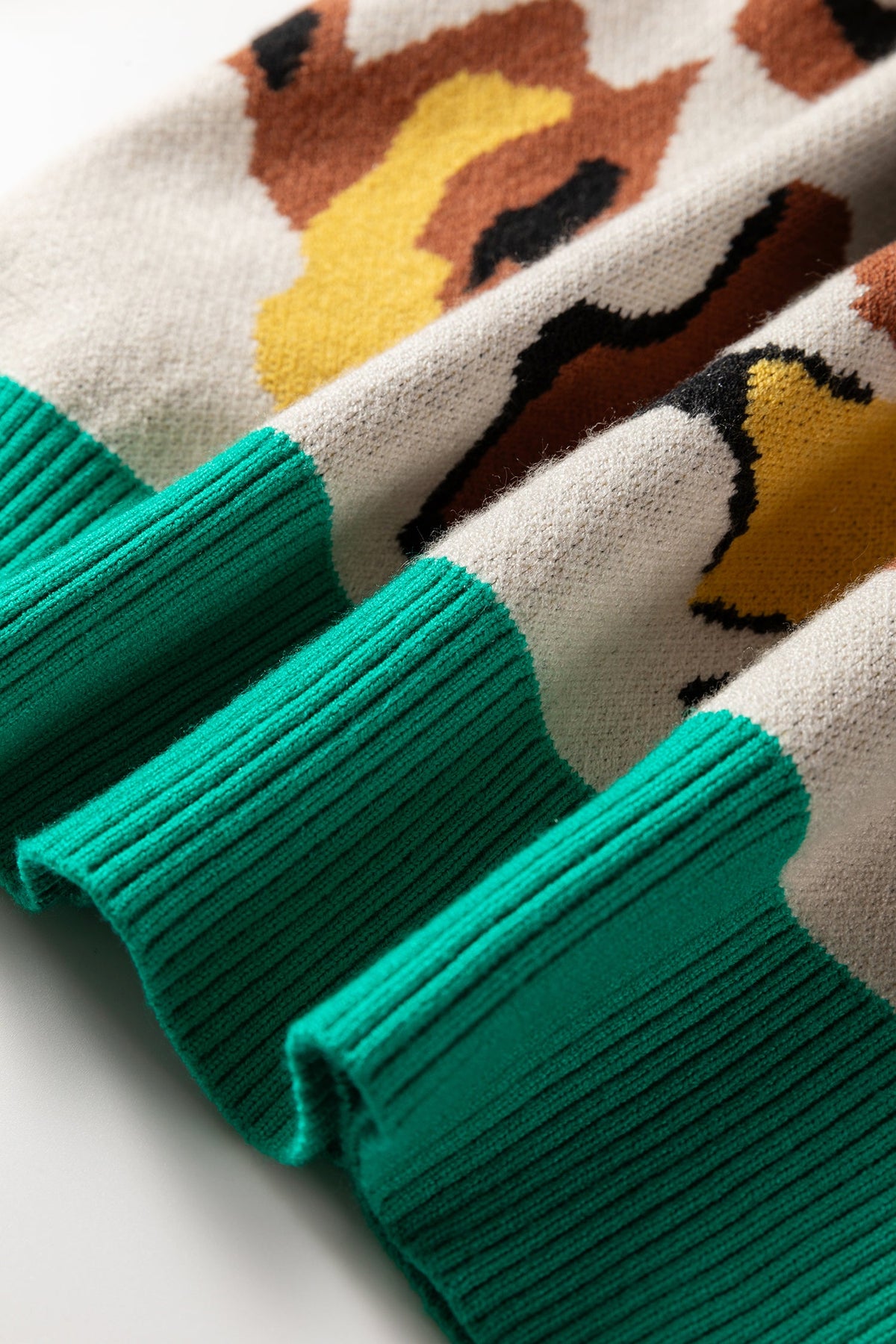 Colorblock Stripe Contrast Ribbed Knit Sweater