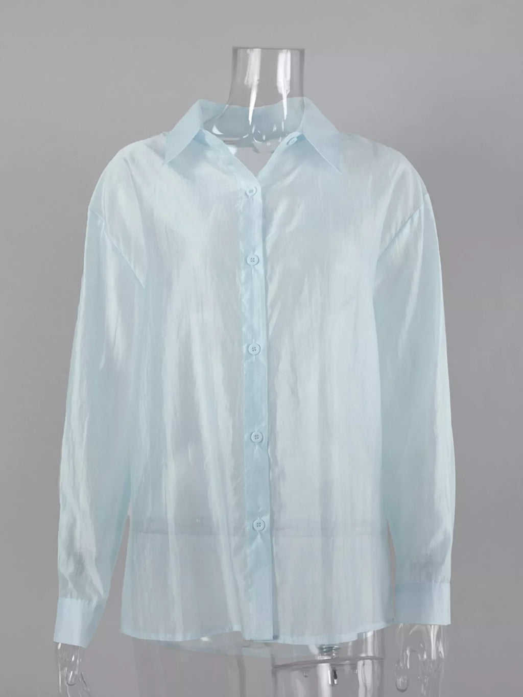 Sheer Oversized Button-Up Shirt