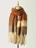 Fringe Color Block Polyester Scarf