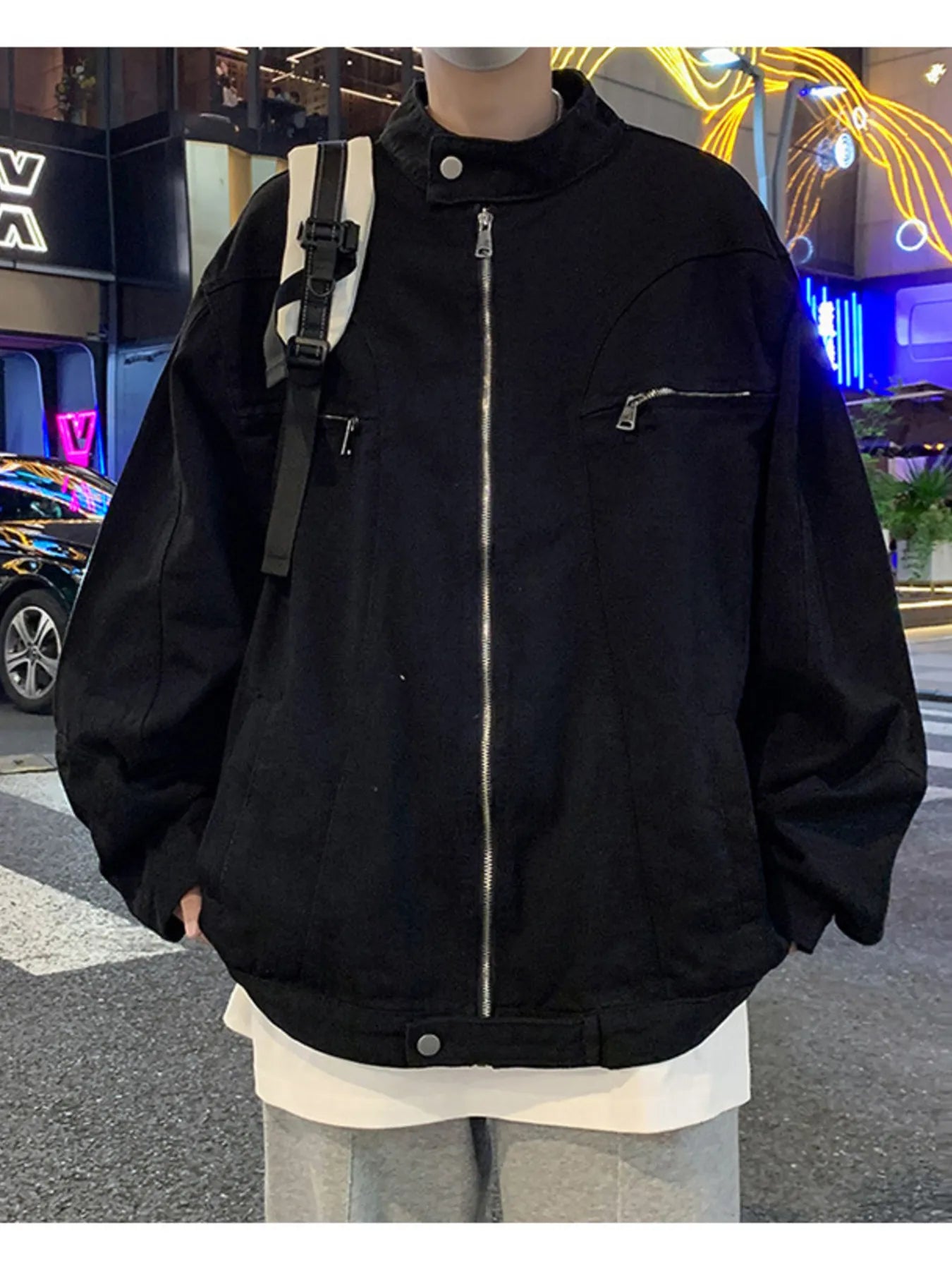 Men's Plus Size Zip Up Oversized Denim Jacket