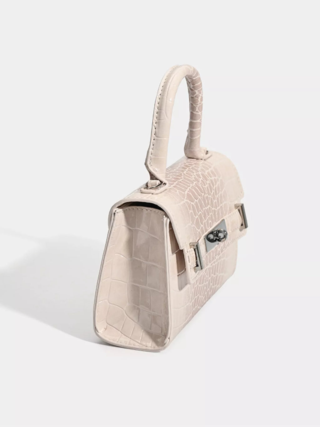 Croc-Embossed Top Handle Handbag