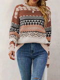 Geometric Pattern Dropped Shoulder Sweater