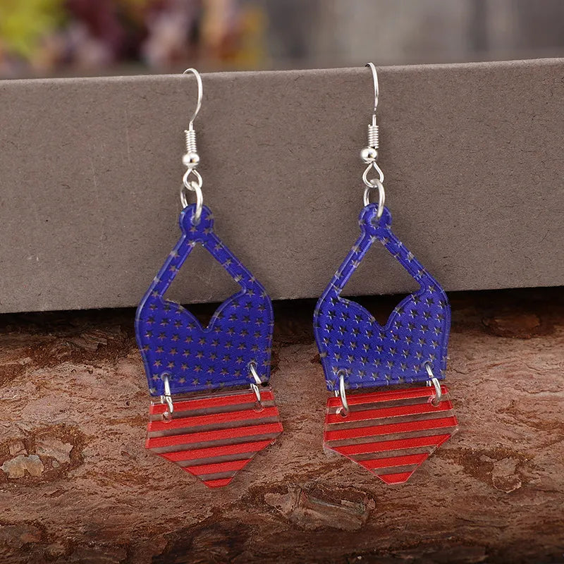 US Flag Pattern Acrylic Drop Earrings