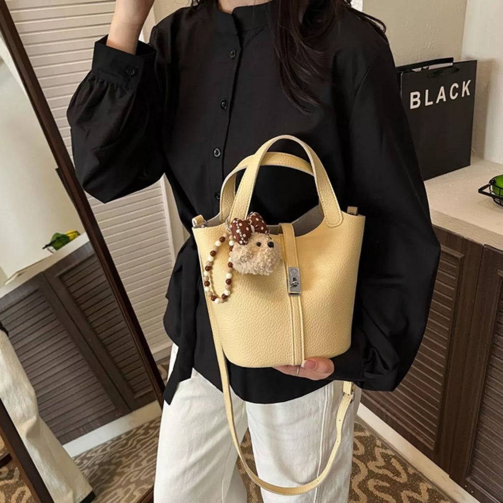 Leather Bucket Crossbody Bag