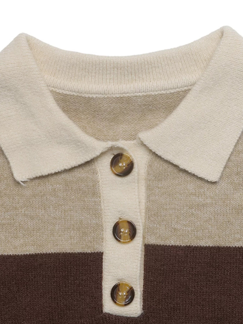 Color Block Polo Collar Sweater
