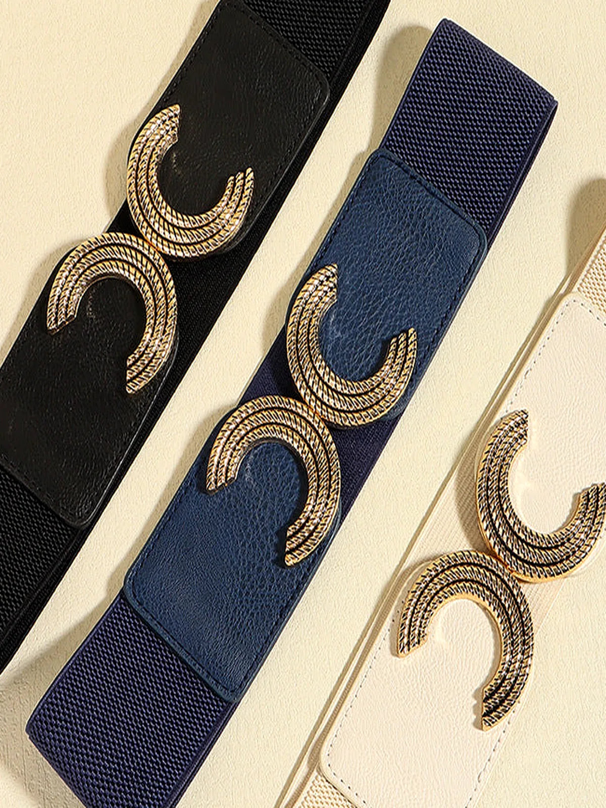 Double C Buckle Elastic Belt