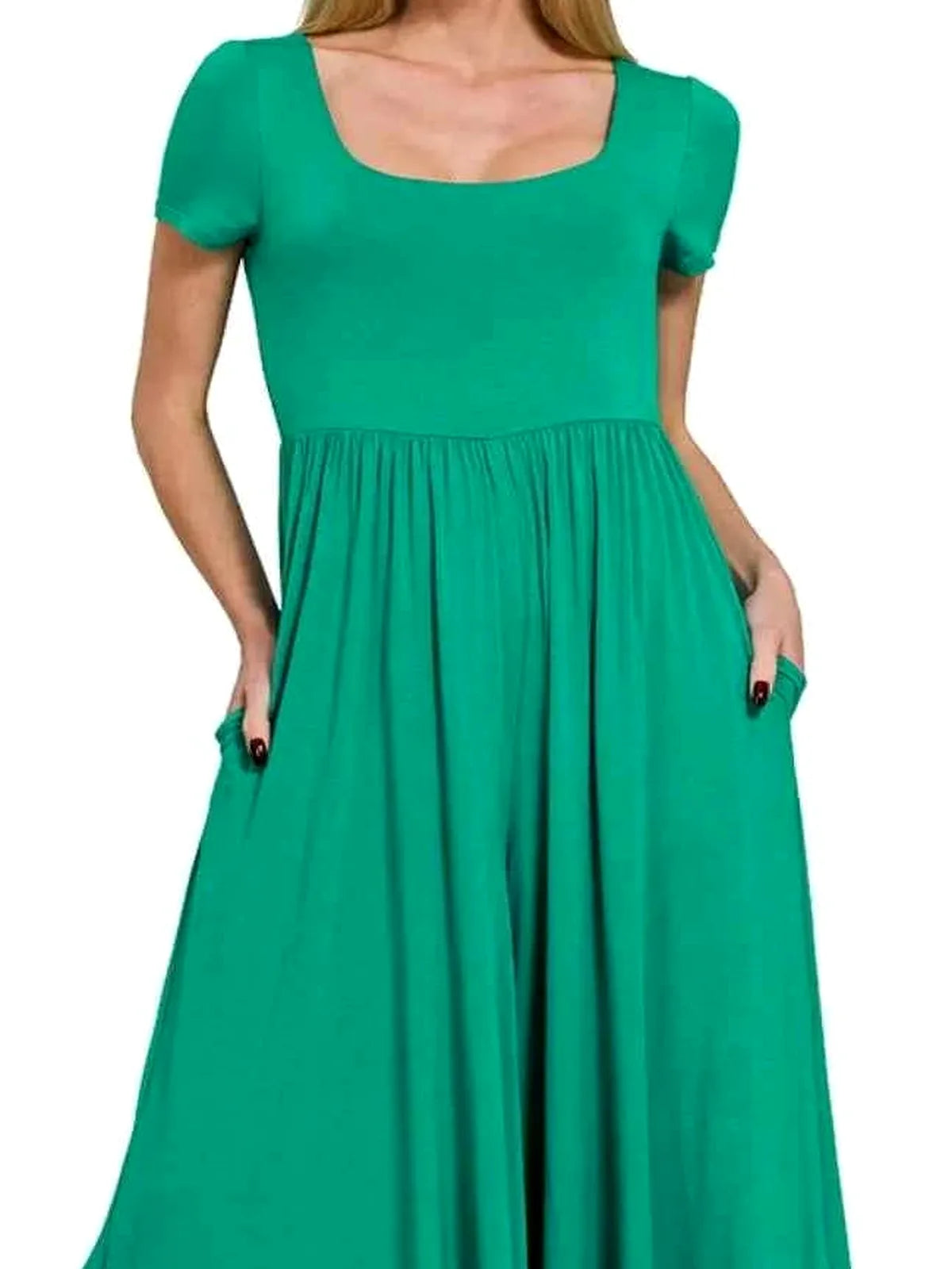 Double Layered Short Sleeve Jumpsuit with Pockets