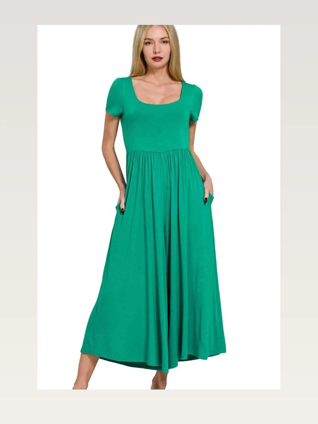 Double Layered Short Sleeve Jumpsuit with Pockets