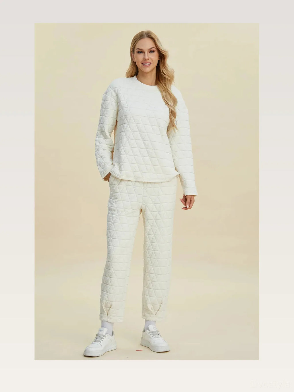 Texture Round Neck Long Sleeve Top and Pants Set