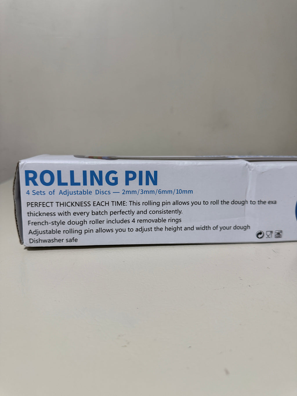 Adjustable Stainless Steel Rolling Pin 17 in with 4 Thickness Discs, Engraved Scale