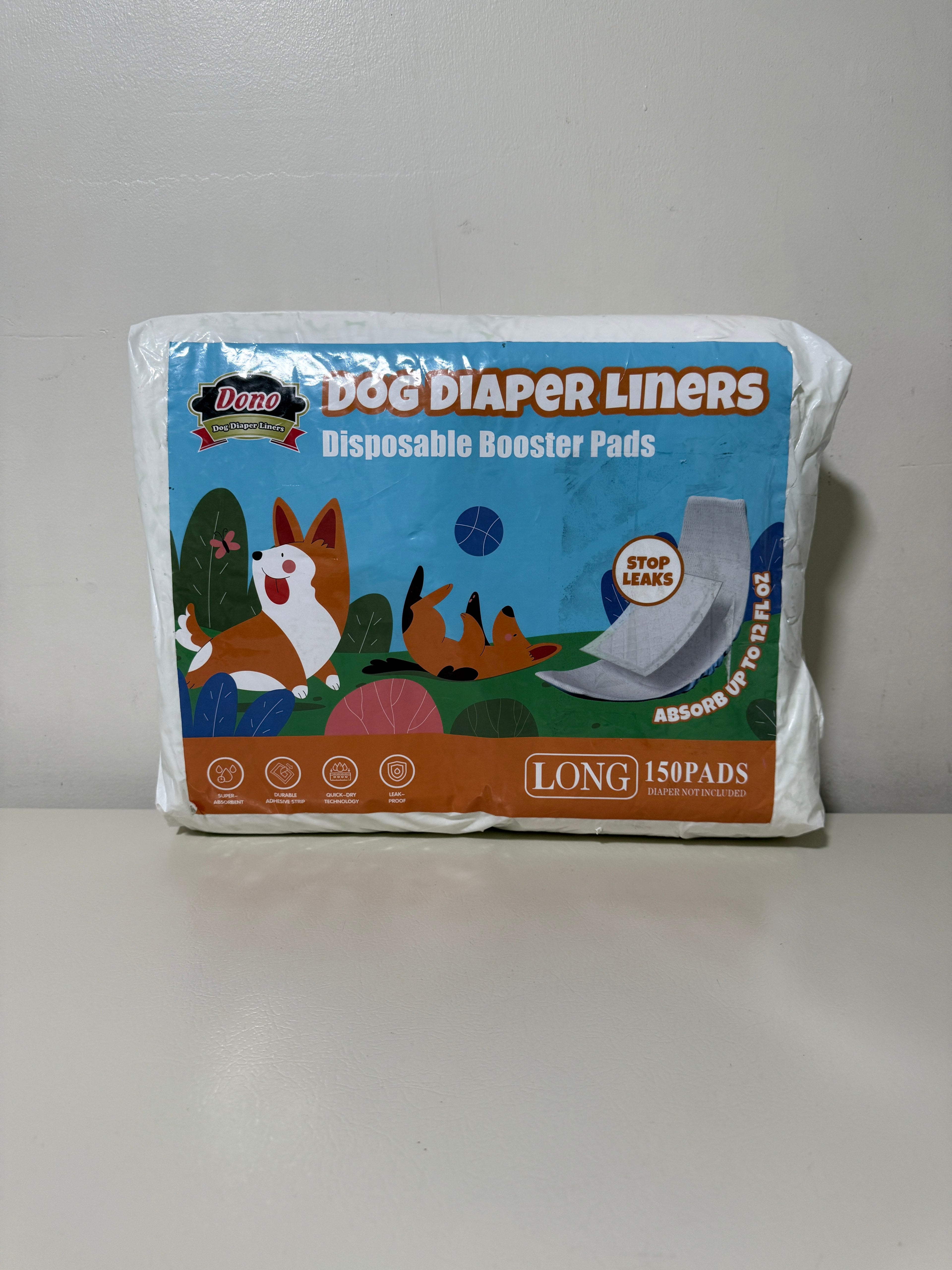 Dog Diaper Liners Long 150 ct, Disposable Booster Pads for Male and Female Dogs