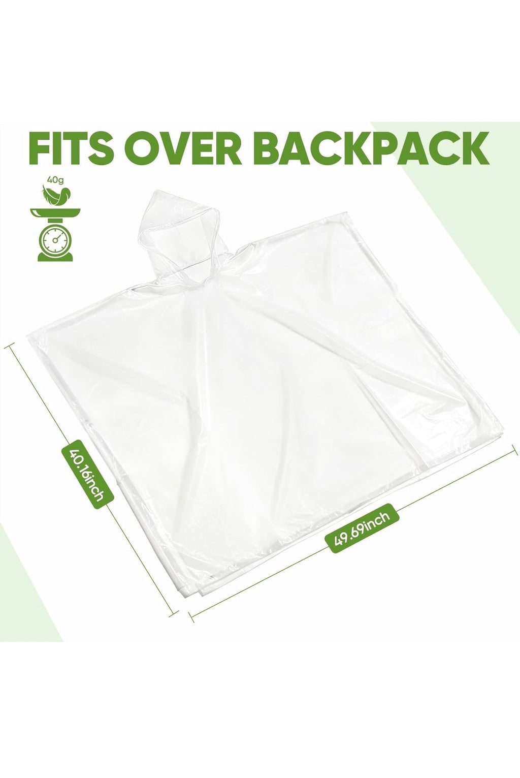 Disposable Rain Ponchos, Clear, 5 Pack, Hooded, One Size Fits Most