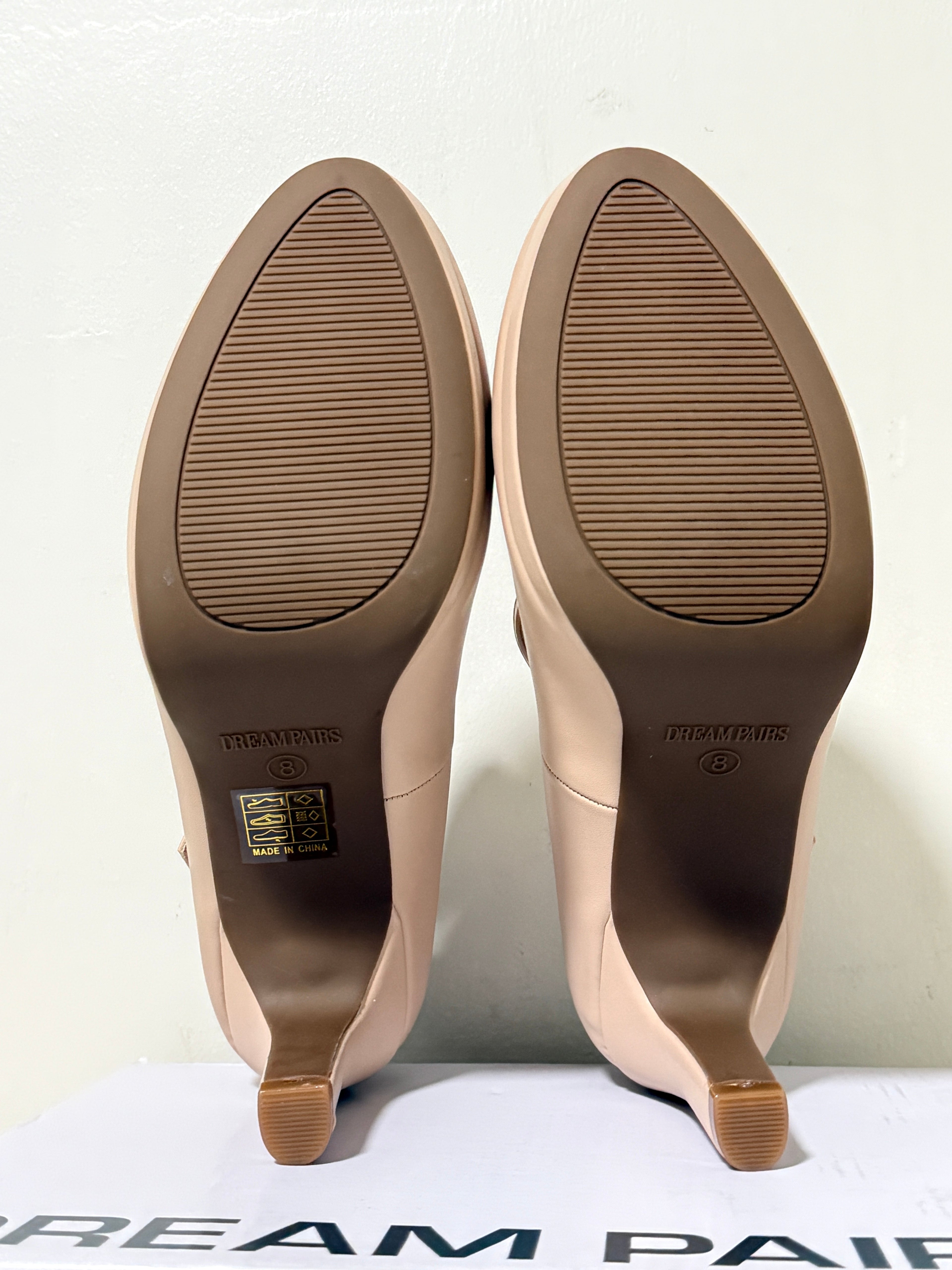 DREAM PAIRS Mary Jane Platform Pumps, Nude, US 8, 2.95 in Heel, SDPU2425W