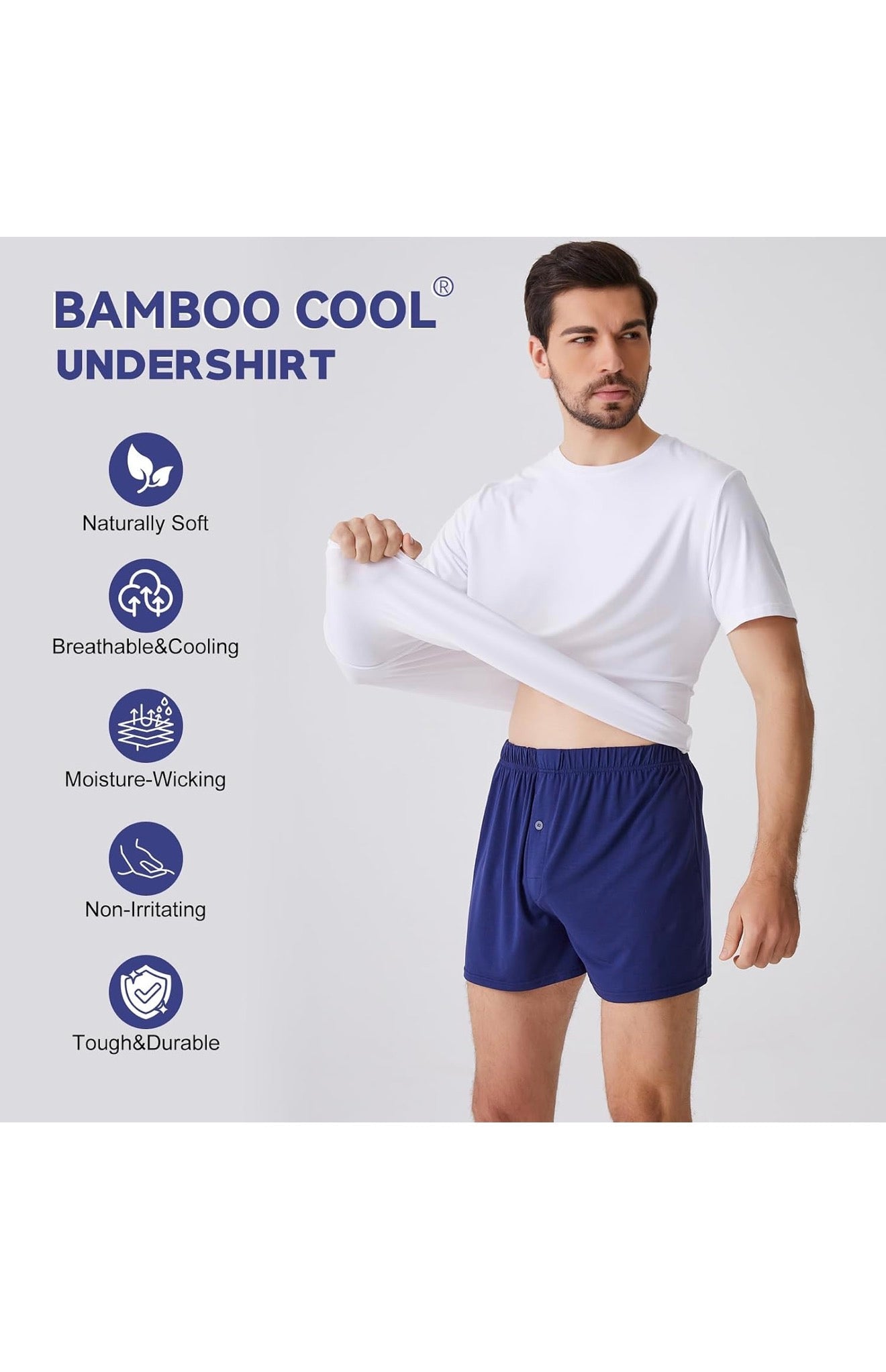 BAMBOO COOL Men's Undershirts 3-Pack, White Crew Neck, XXXL, Bamboo Viscose