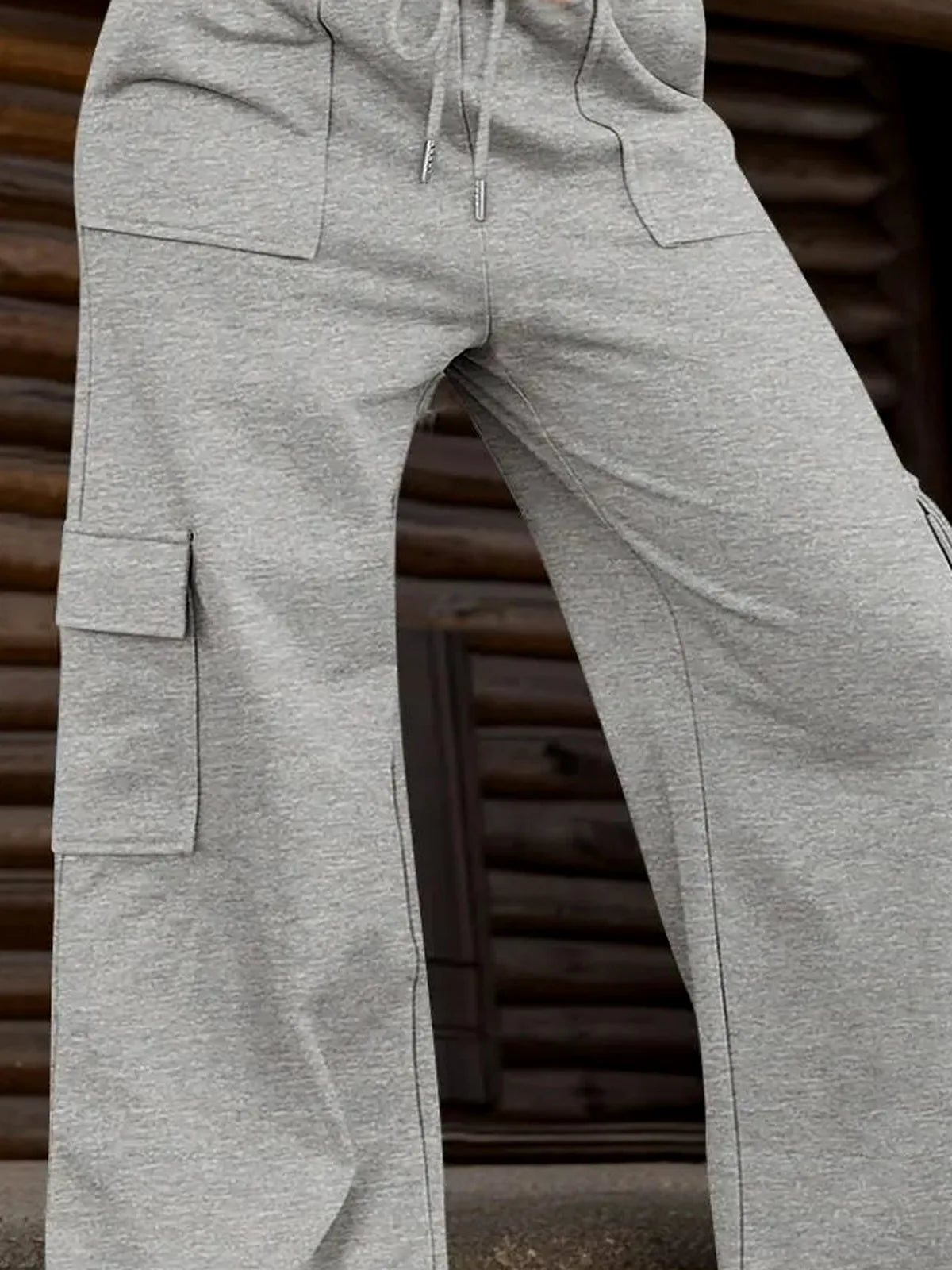 Drawstring Wide Leg Active Pants with Pockets