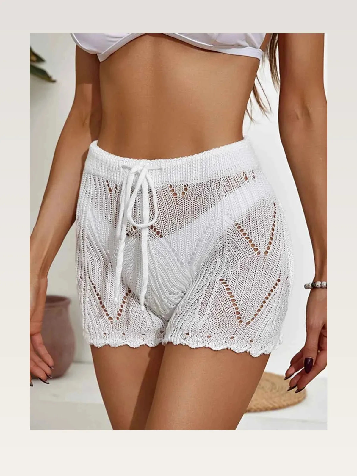 Drawstring Cutout Swim Shorts
