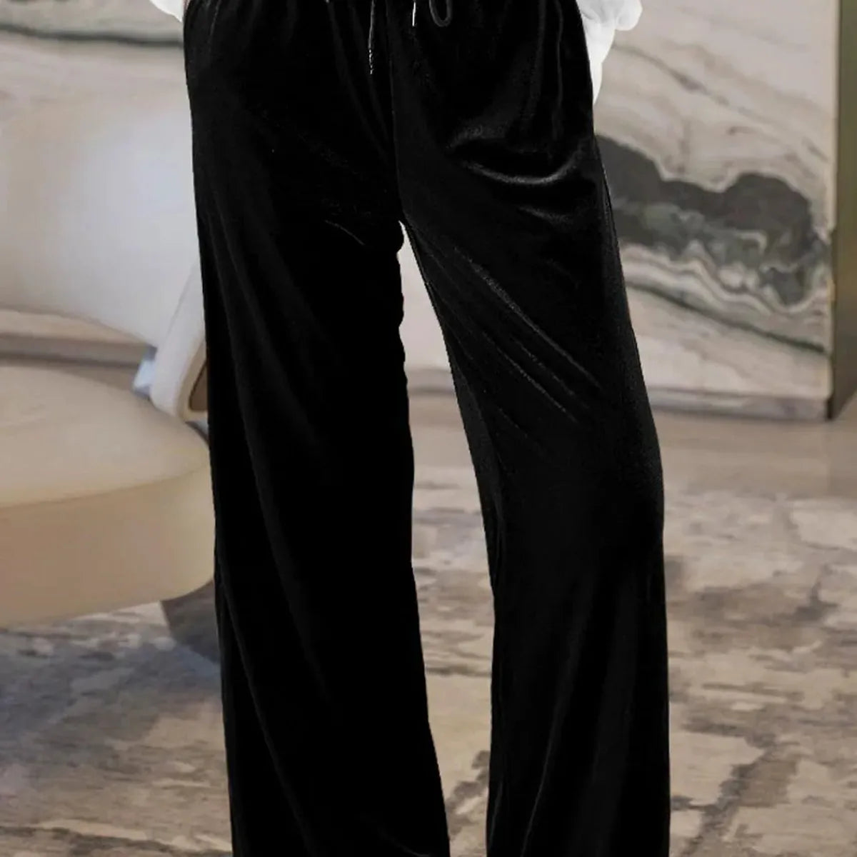Drawstring Waist Wide Leg Active Pants