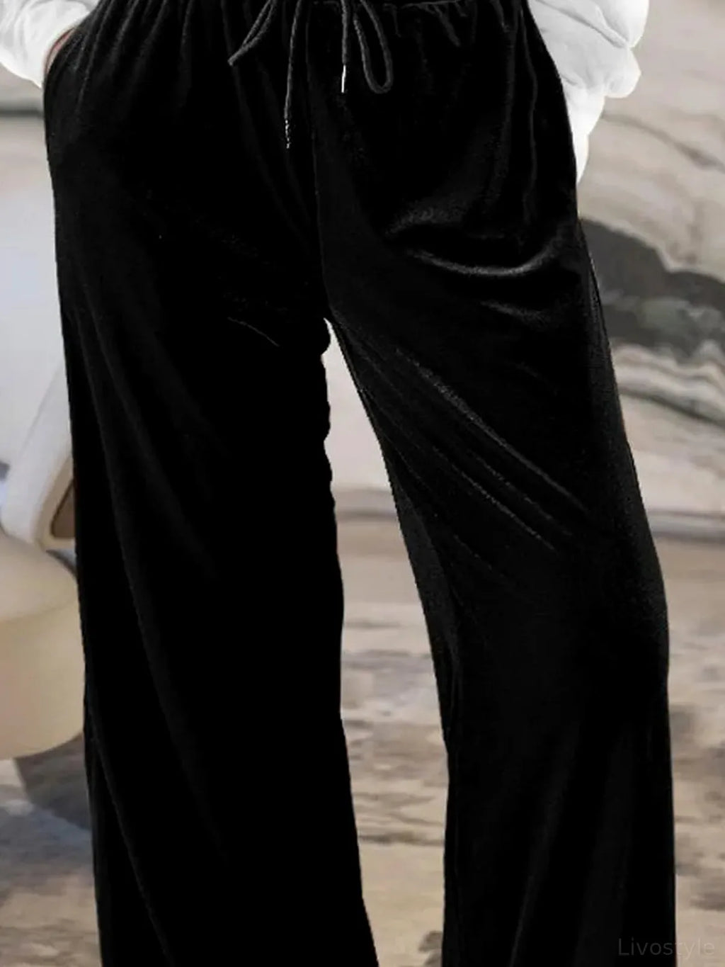Drawstring Waist Wide Leg Active Pants