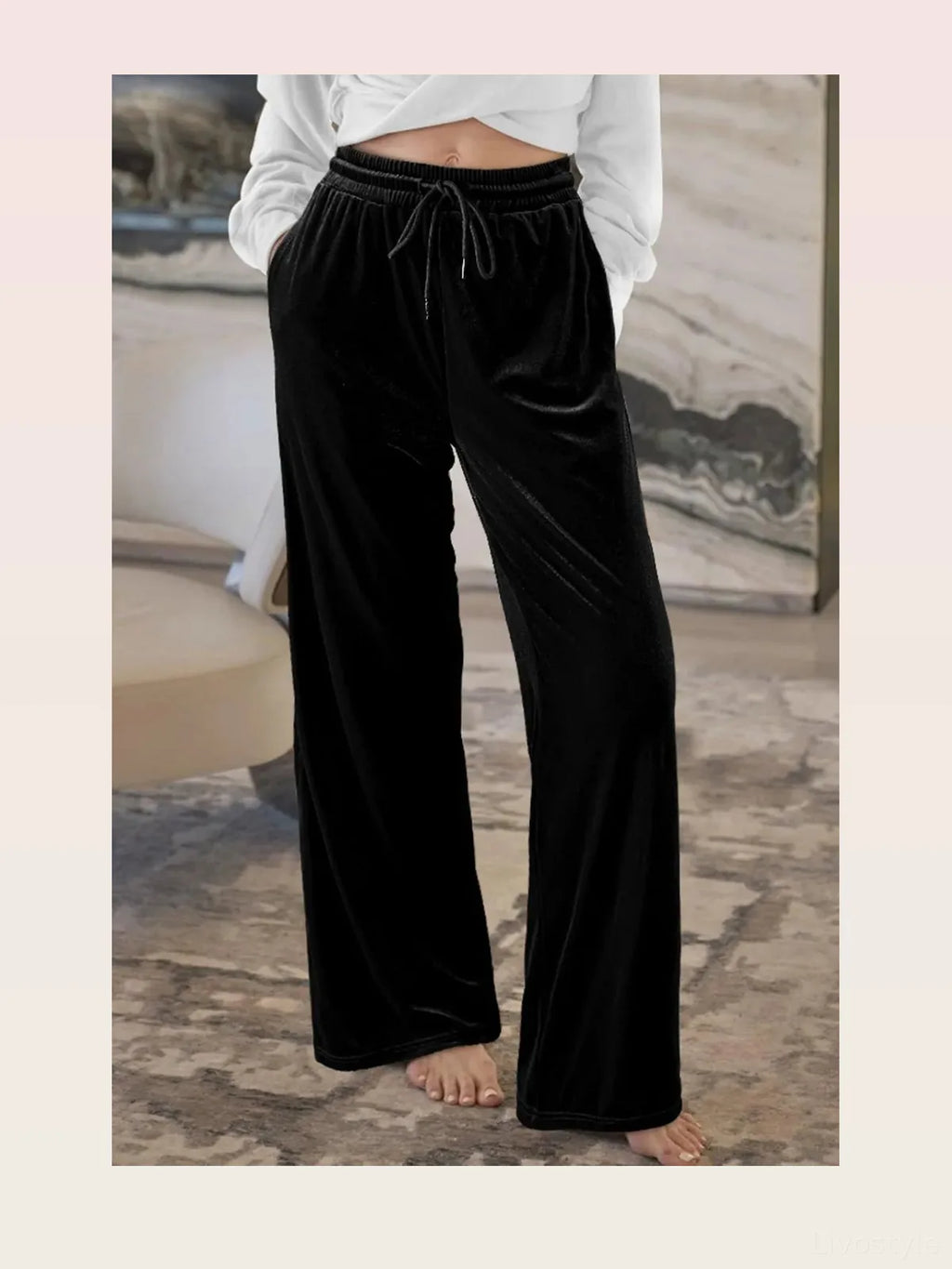 Drawstring Waist Wide Leg Active Pants