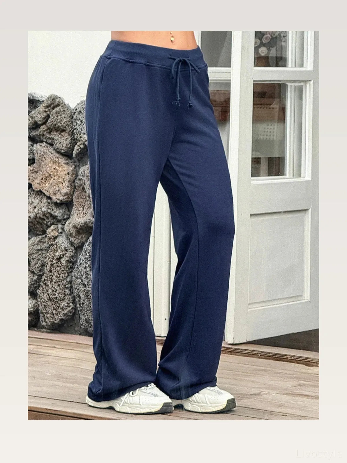 Drawstring Wide Leg Active Pants