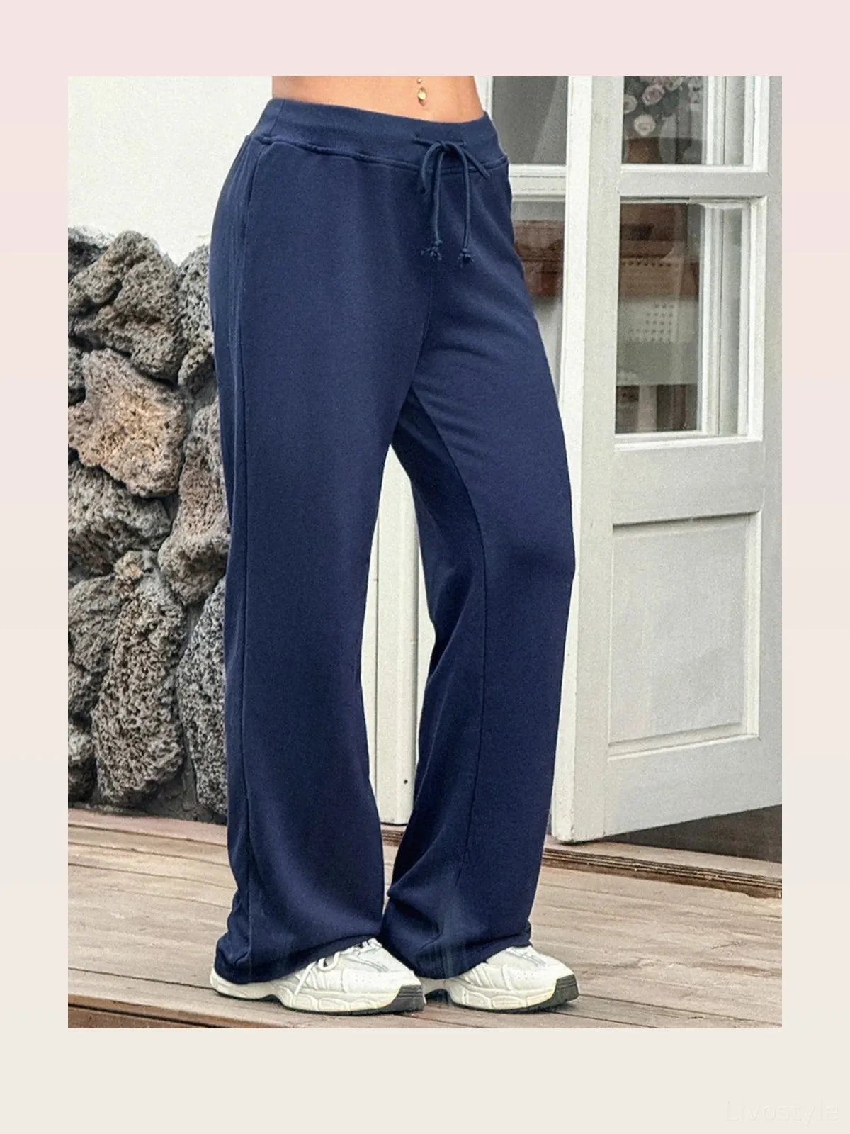 Drawstring Wide Leg Active Pants