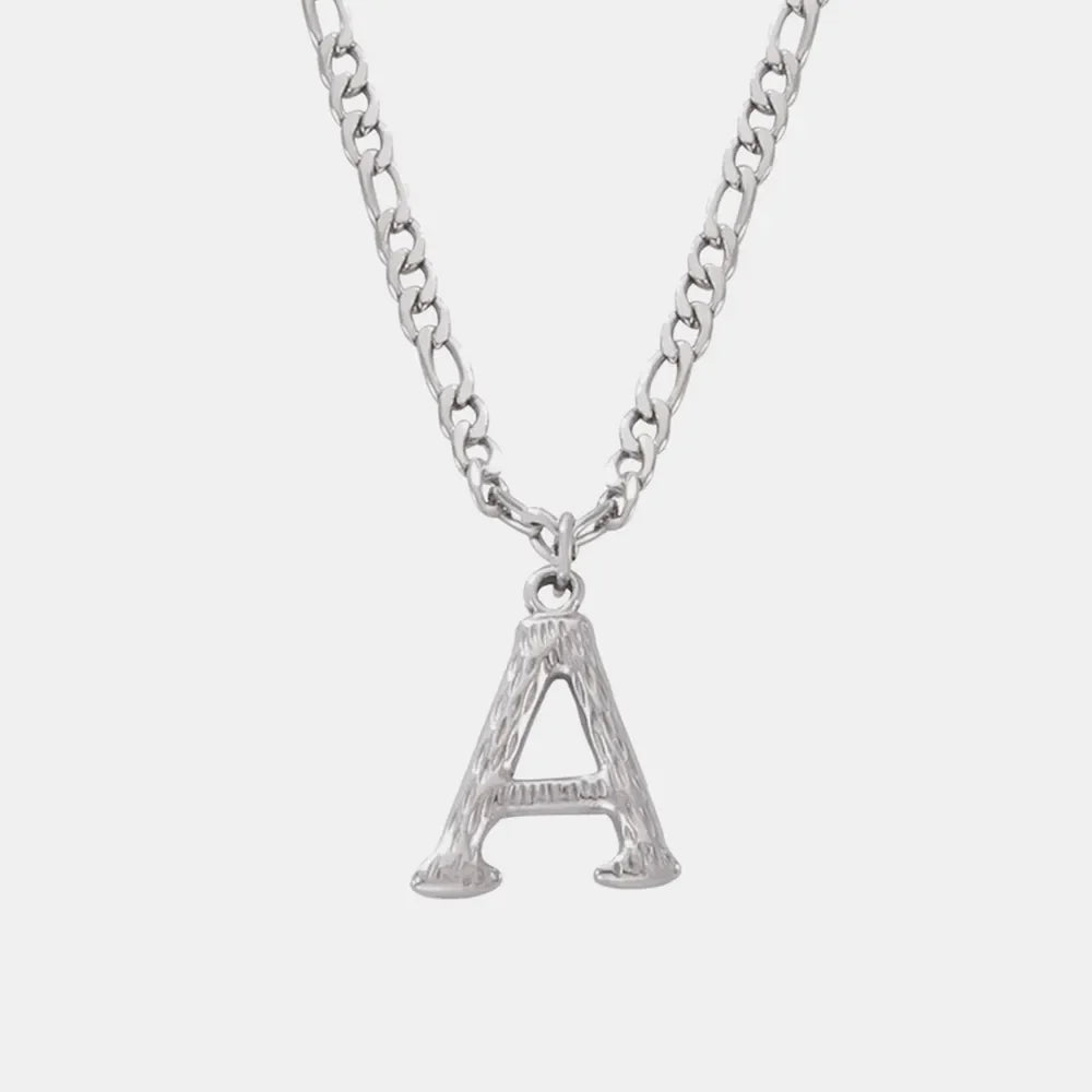 Titanium Steel Initial Letter Pendant Necklace