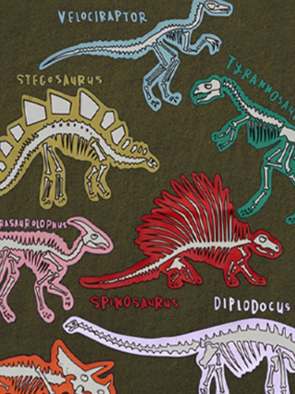 Children's Dinosaur Skeleton Print Short Sleeve T-Shirt